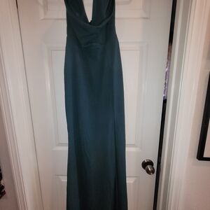 Lulu's Teal Backless Cowl Neck Maxi Dress